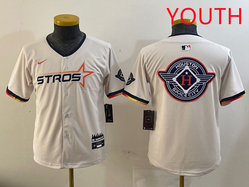Youth Houston Astros Blank Cream three generations Joint Name 2025 Nike MLB Jersey style 41425